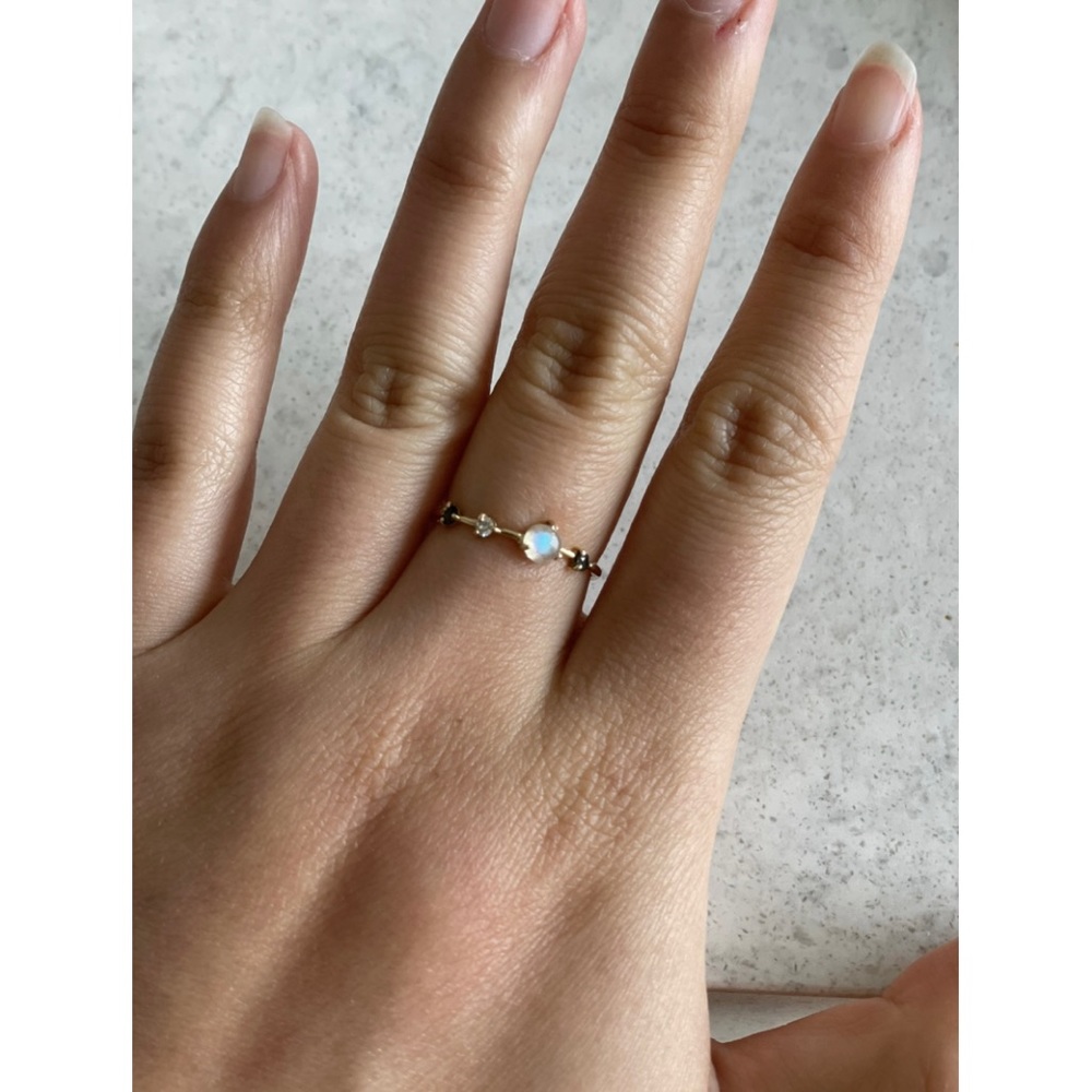 Wwake Moonstone Step Ring